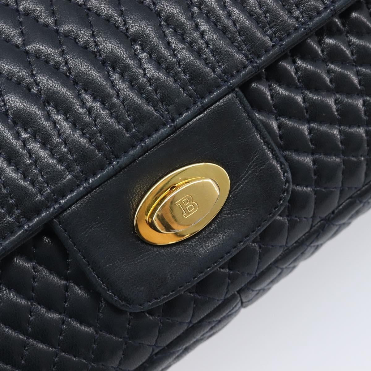 Bally Vintage Quilted Leather, Navy, Leather, Shoulder Bag
