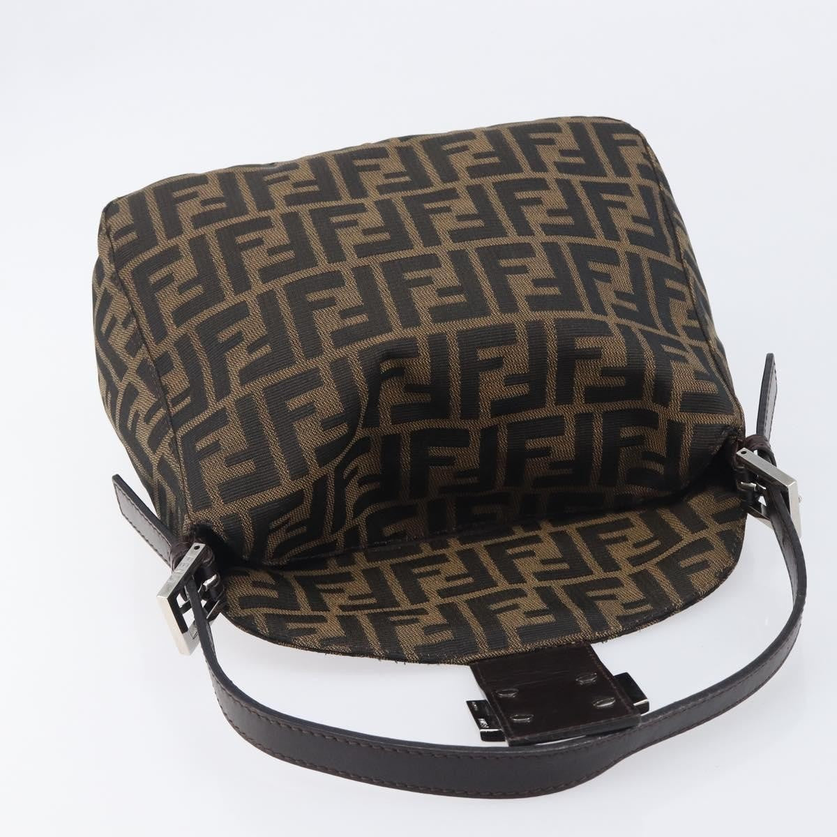 Fendi Round Flap Baguette Zucca Canvas, Black, Canvas, Shoulder Bag