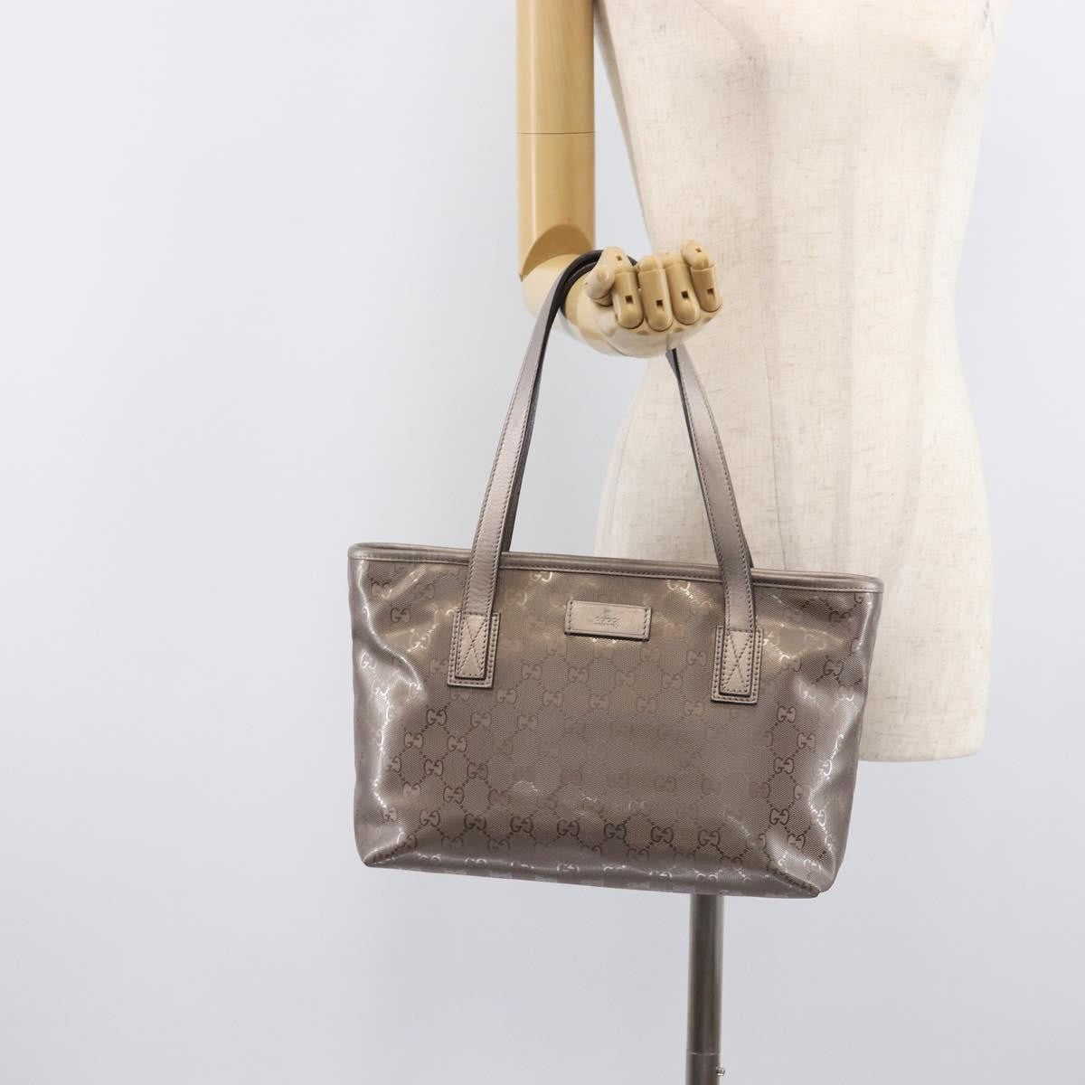 Gucci Tote GG Imprime, Silver, Canvas, Tote Bag