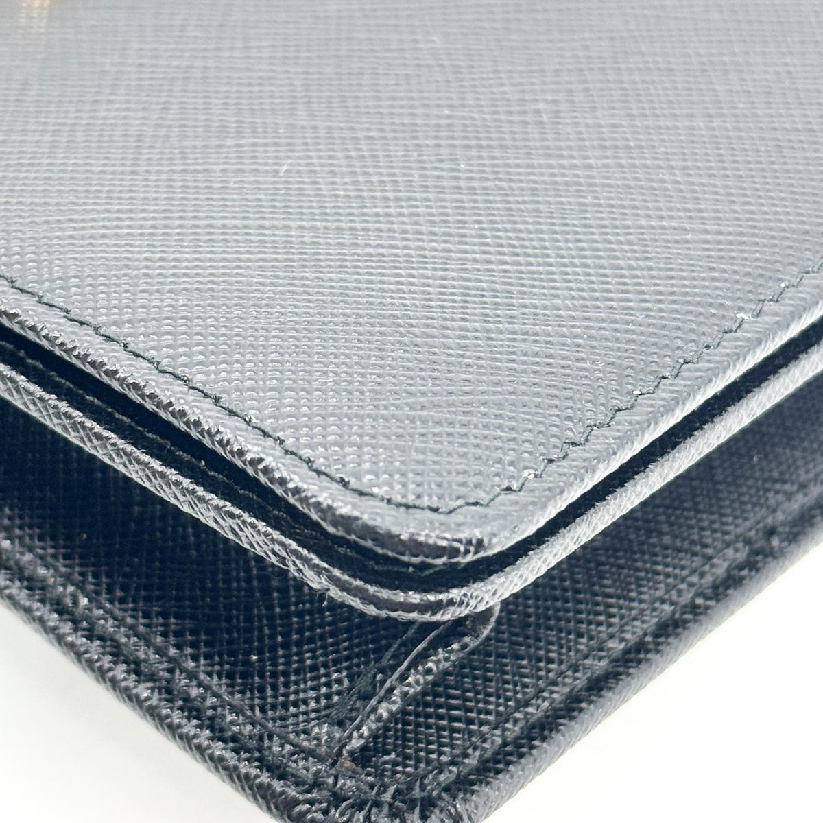 Prada Flap Card Case on Chain Saffiano Leather, Black, Leather, Card Holder