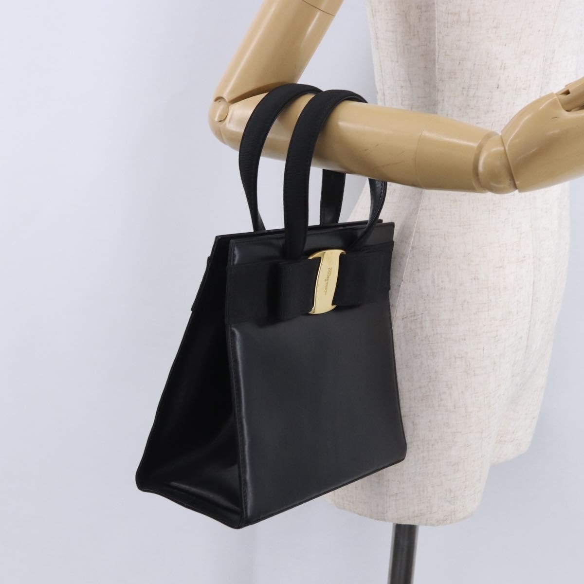 Salvatore Ferragamo Convertible Vara Bow Tote Leather, Black, Leather, Handbag