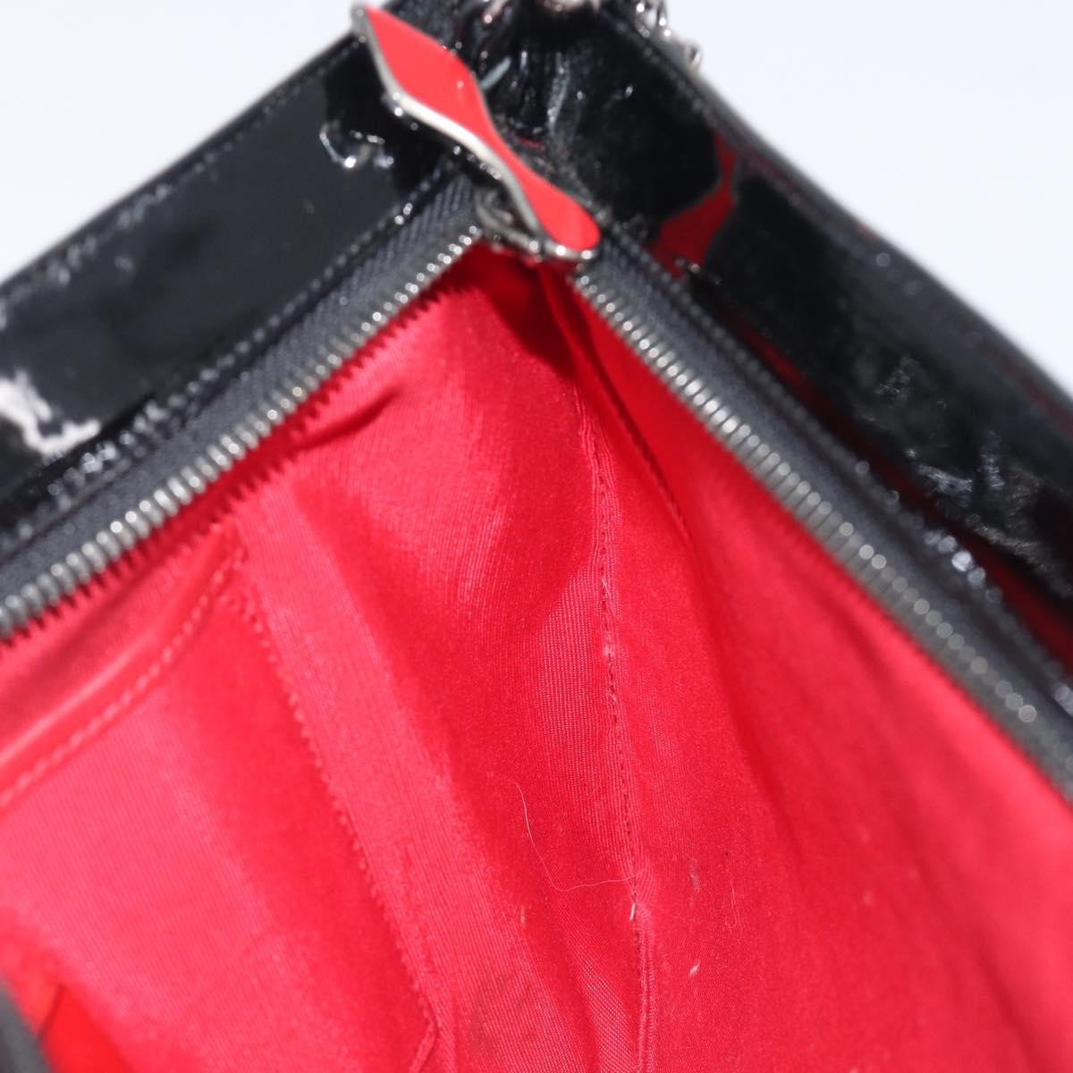 Christian Louboutin Loubiposh Clutch Spiked Patent, Black, Patent Leather, Clutch