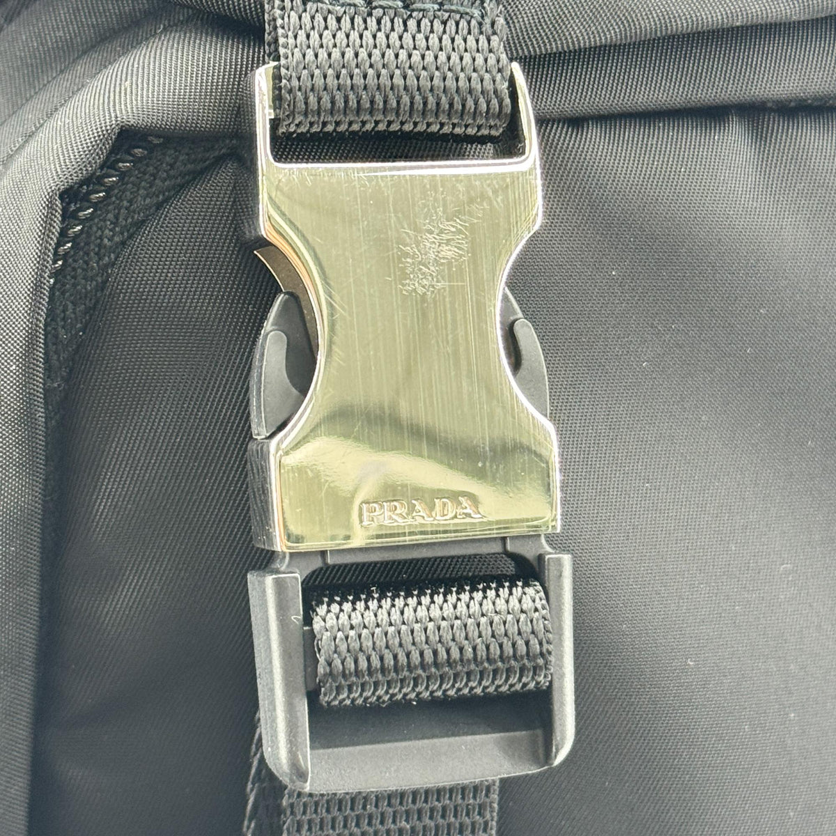 Prada Double Buckle Tessuto, Black, Nylon, Backpack