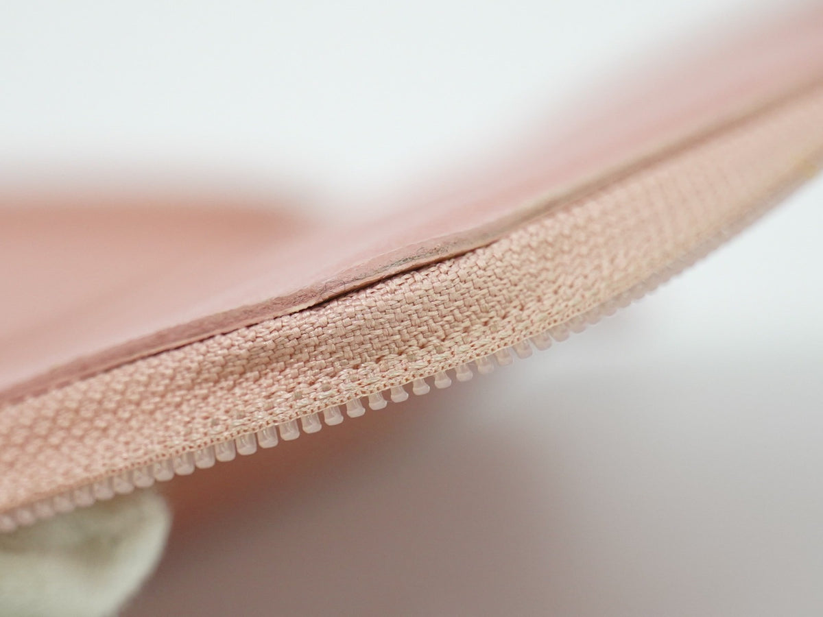 Chanel Camellia Zip Around Organizer Leather, Pink, Leather, Wallet