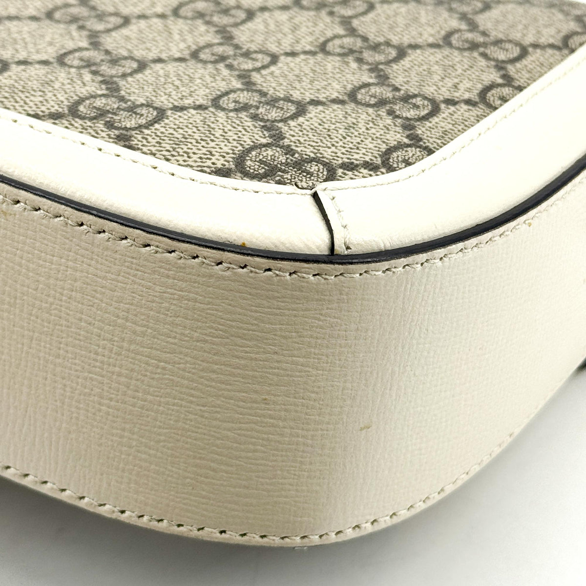 Gucci Horsebit 1955 GG Coated Canvas with Leather, White, Canvas, Shoulder Bag