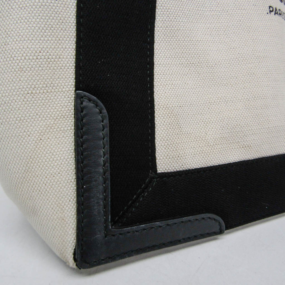 Balenciaga Navy Cabas Canvas with Leather, White, Canvas, Tote Bag