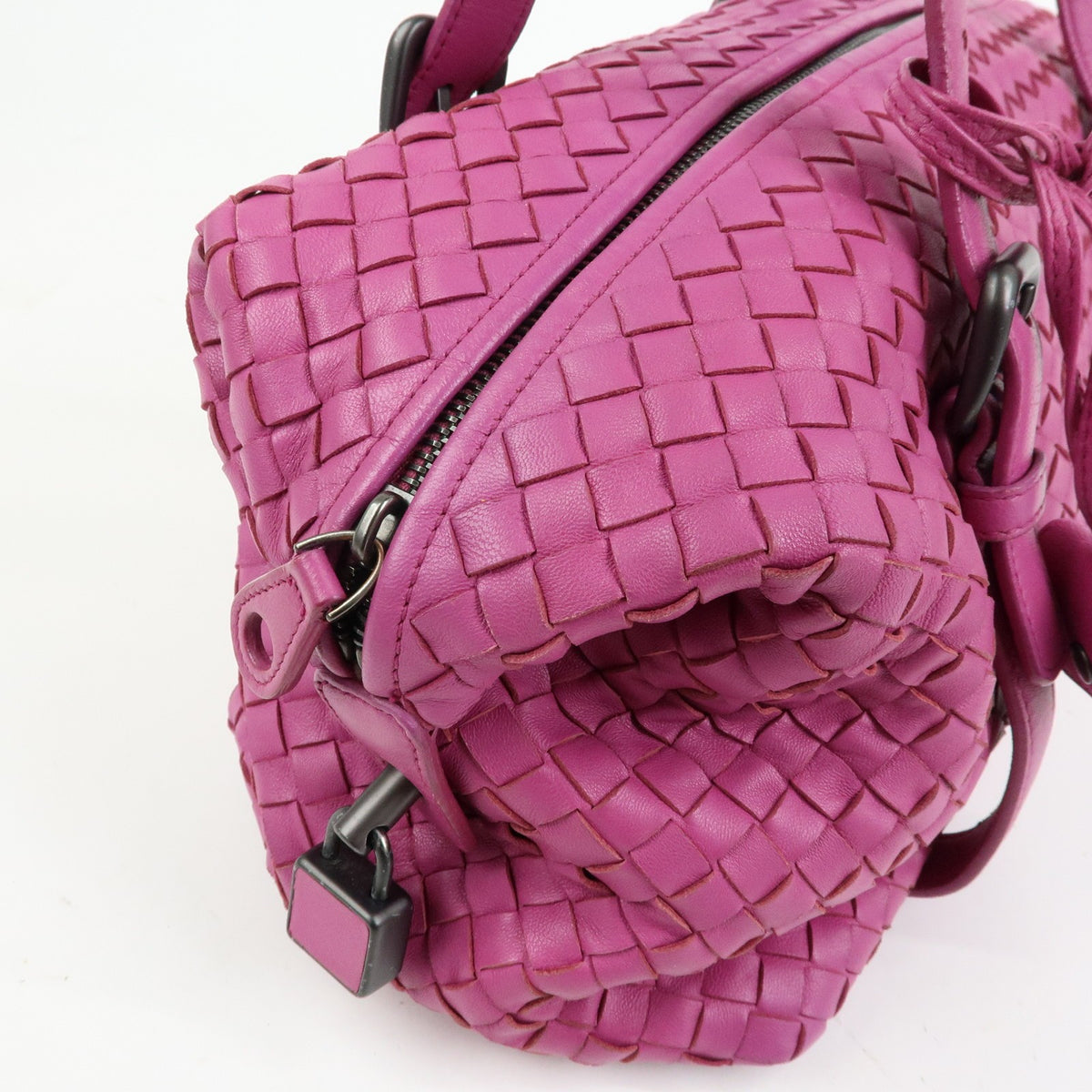 Bottega Veneta Boston Intrecciato Nappa, Pink, Leather, Handbag