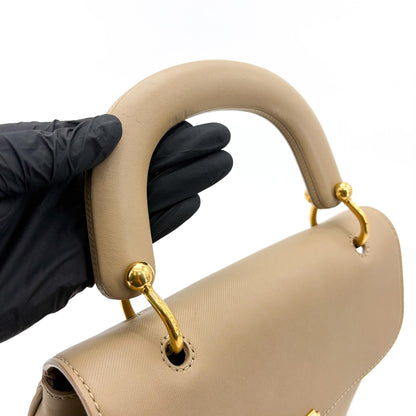 Burberry DK88 Top Handle Leather, Beige, Leather, Handbag