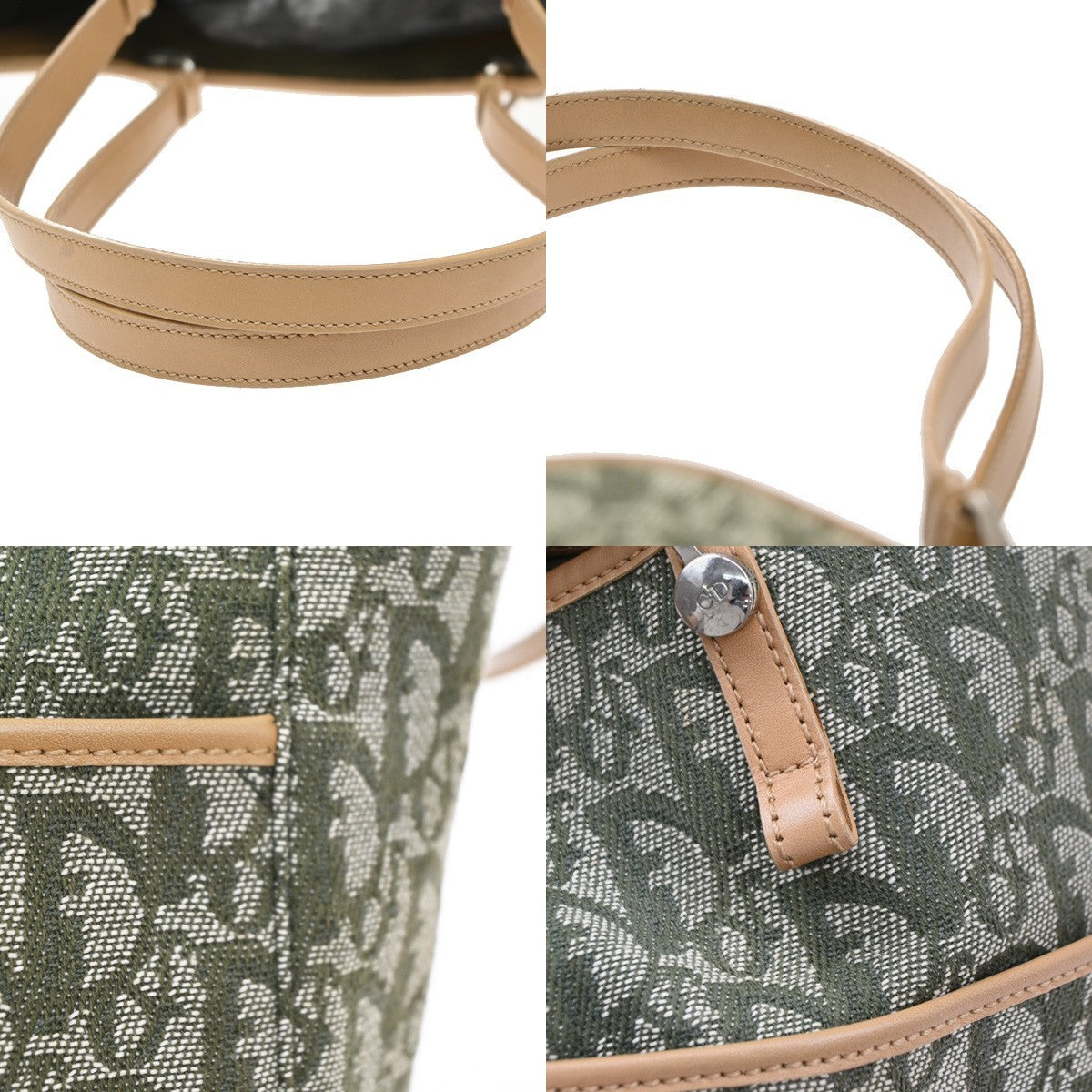 Christian Dior Vintage Open Pocket Diorissimo Canvas, Green, Canvas, Tote Bag