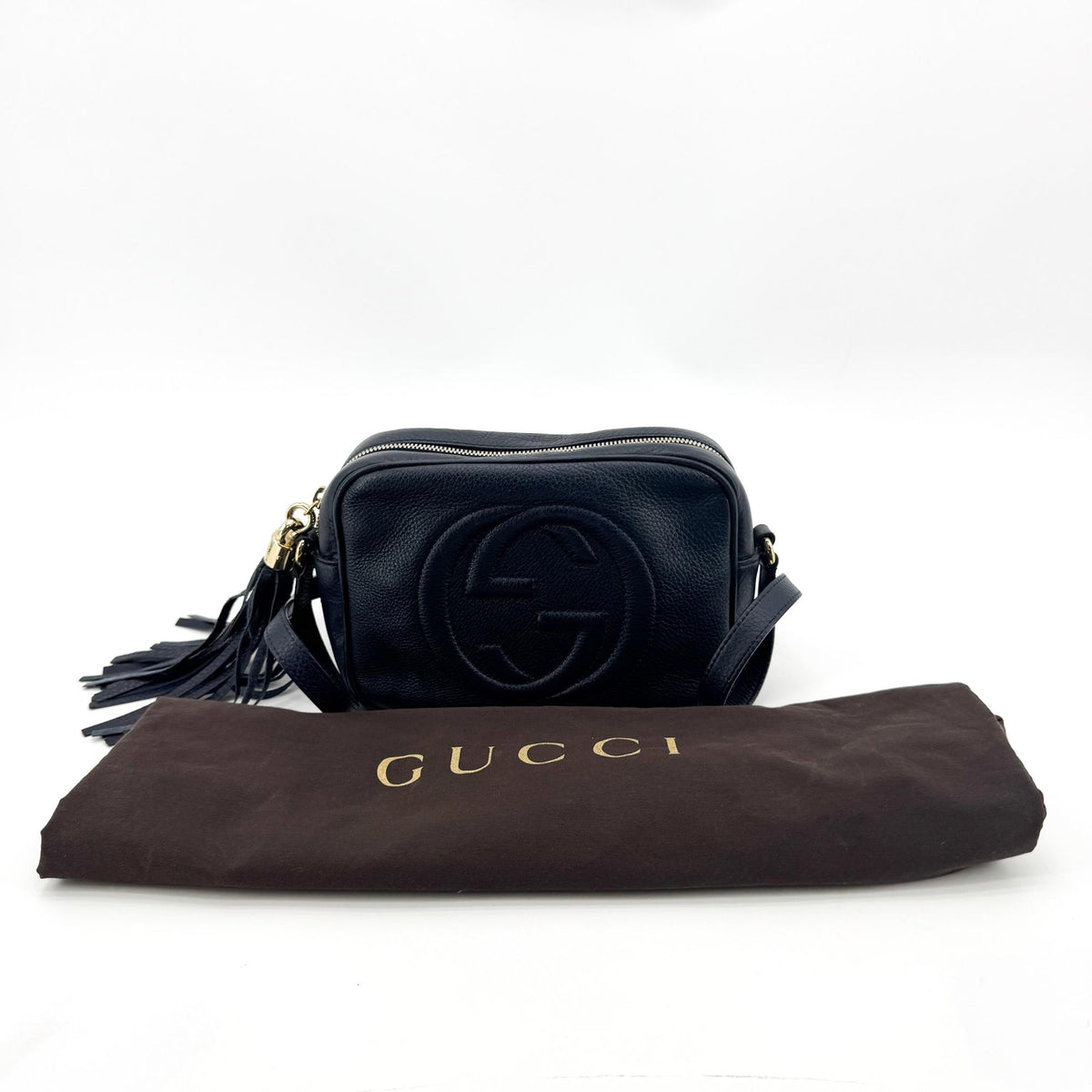 Gucci Soho Disco Leather, Navy, Leather, Crossbody Bag