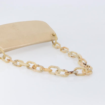 Prada Resin Chain Ruffle Flap Leather, Beige, Leather, Handbag