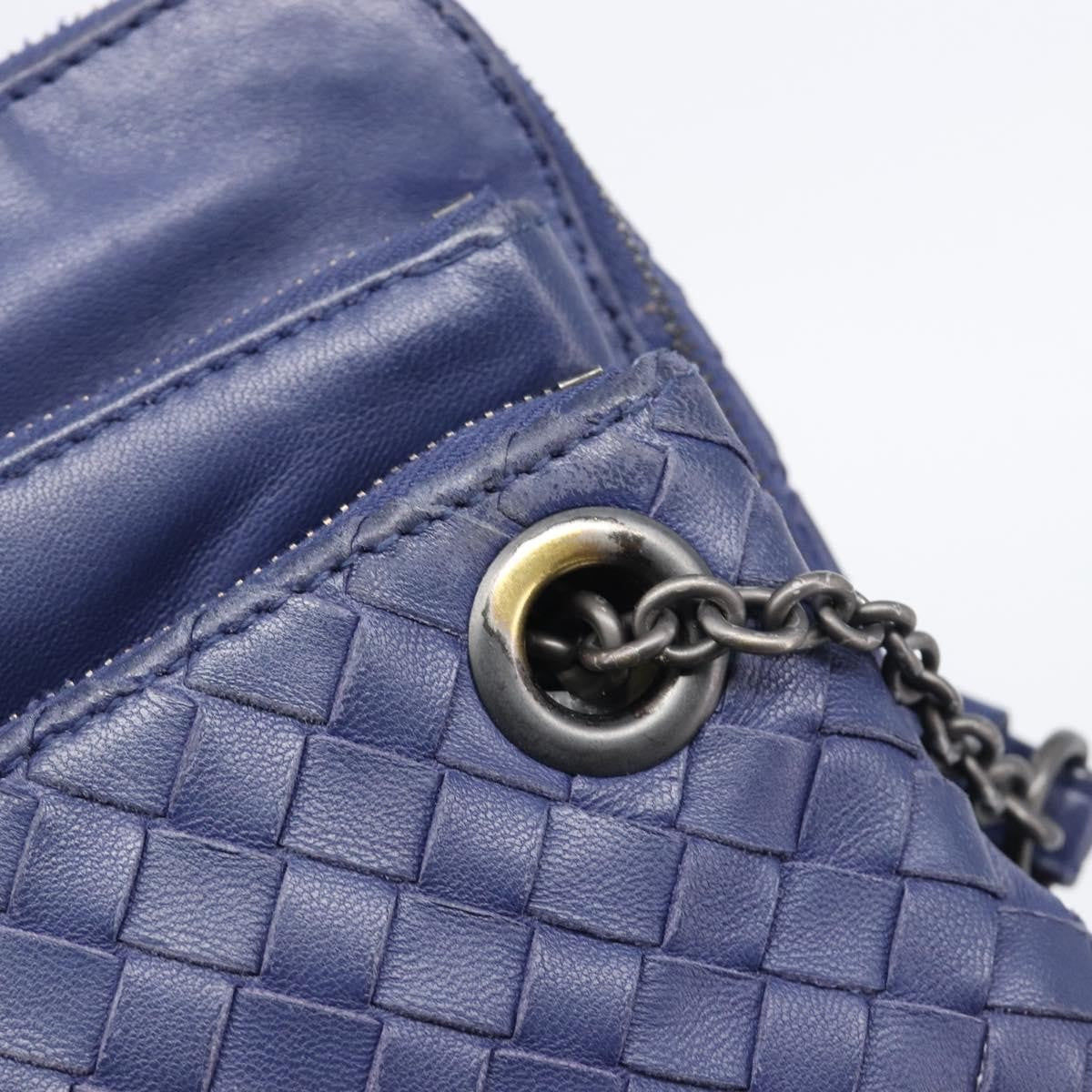 Bottega Veneta Compartment Chain Intrecciato Nappa, Blue, Leather, Shoulder Bag