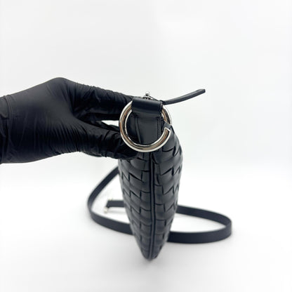 Bottega Veneta Virgule Intrecciato Nappa, Black, Leather, Shoulder Bag