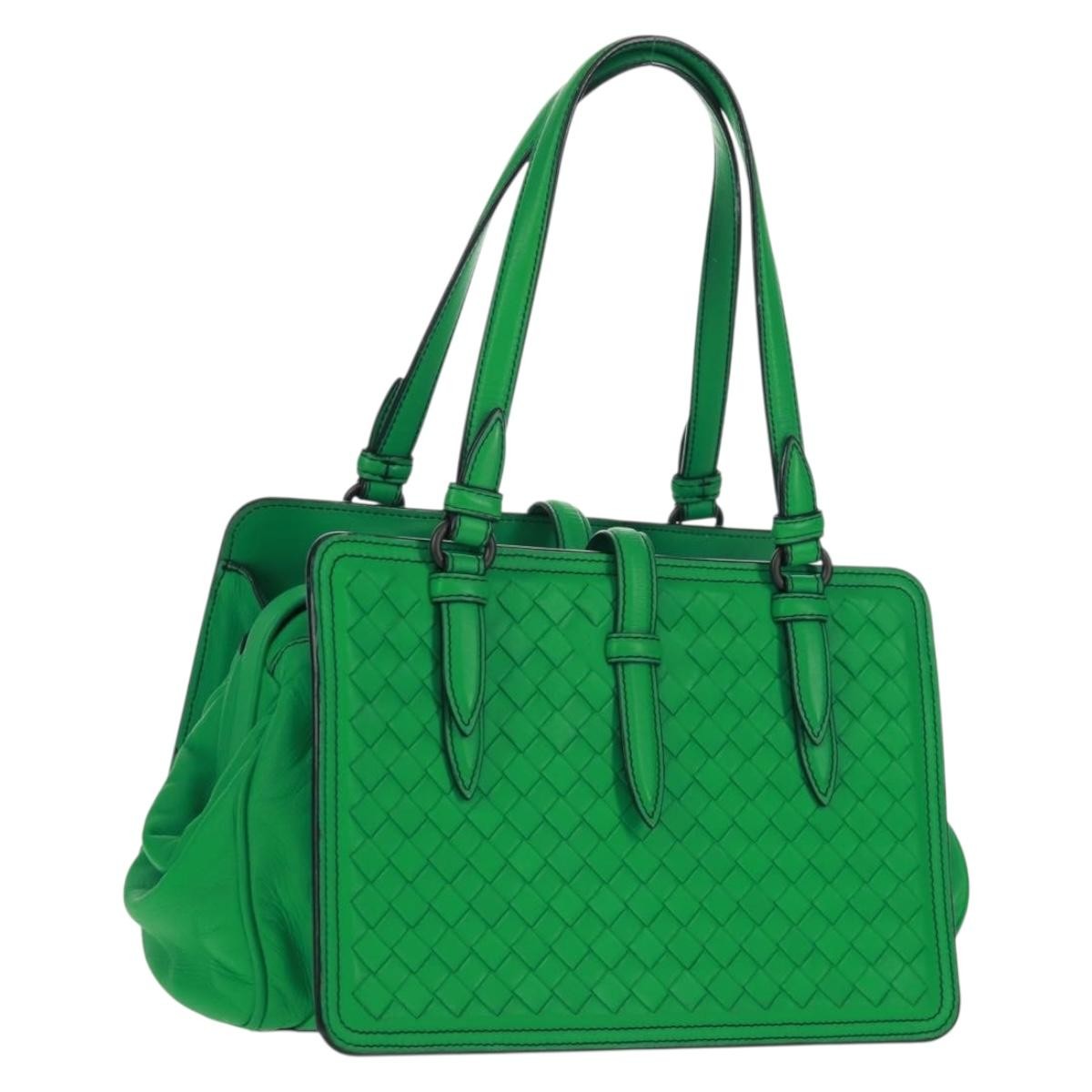 Bottega Veneta Intrecciato Leather, Green, Leather, Handbag