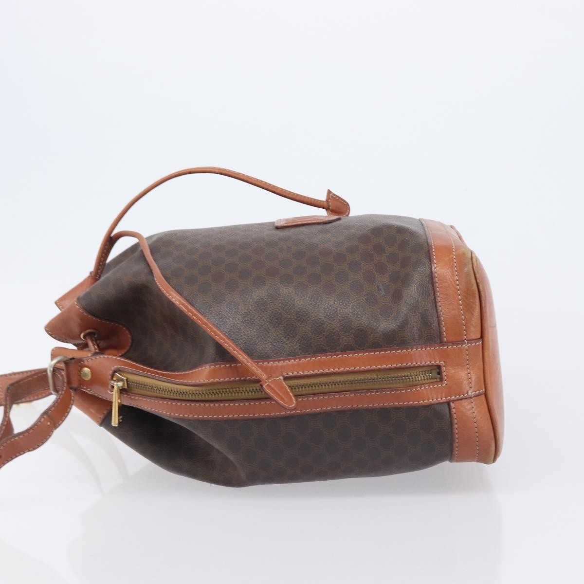 Celine Macadam Shoulder Leather, Brown, Canvas, Crossbody Bag