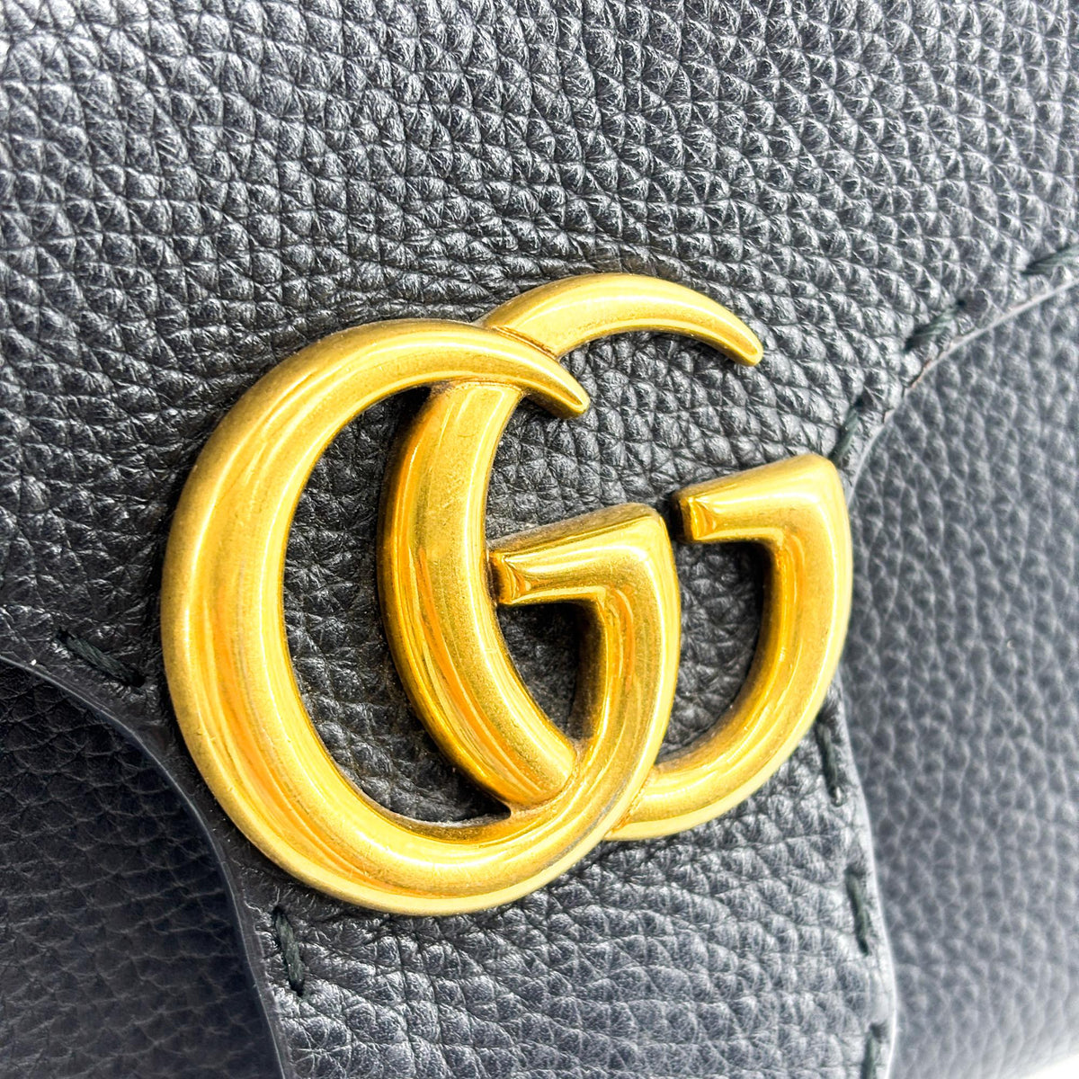 Gucci GG Marmont Top Handle Leather, Black, Leather, Handbag
