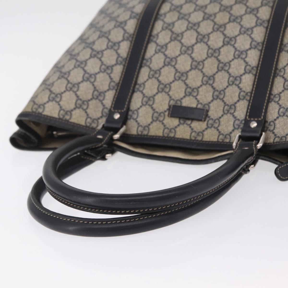 Gucci Open Tote GG Canvas and Leather, Navy, Canvas, Handbag