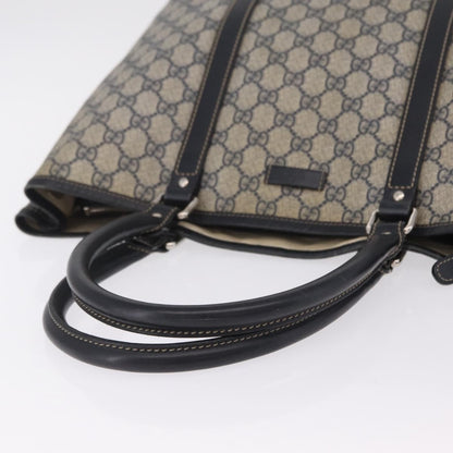 Gucci Open Tote GG Canvas and Leather, Navy, Canvas, Handbag