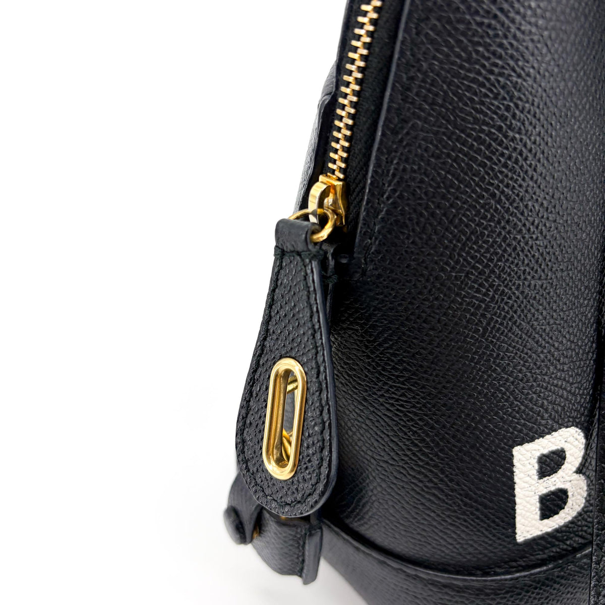 Balenciaga Logo Ville Leather, Black, Leather, Handbag