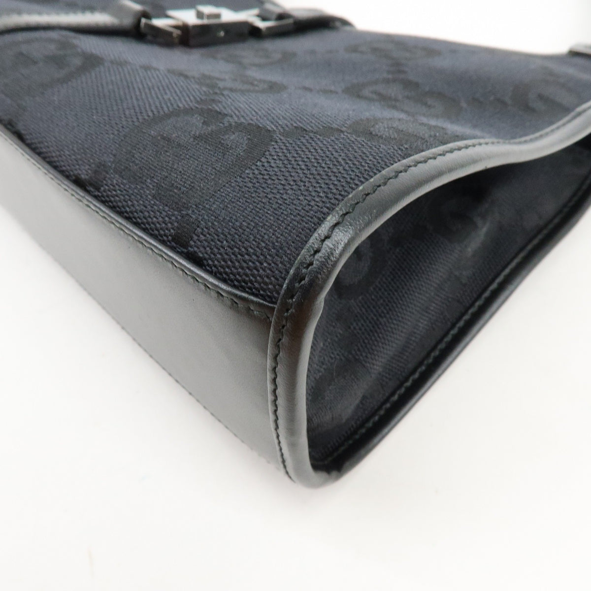 Gucci Piston Jackie O Hobo Leather, Black, Canvas, Handbag