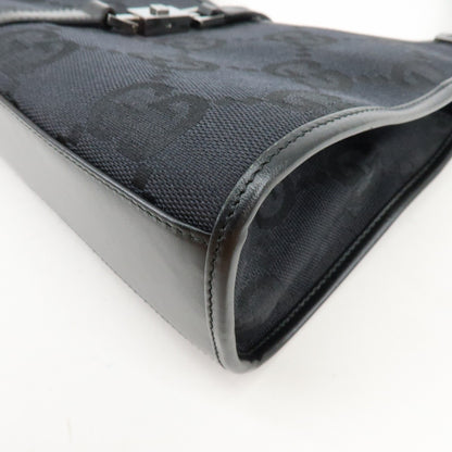 Gucci Piston Jackie O Hobo Leather, Black, Canvas, Handbag