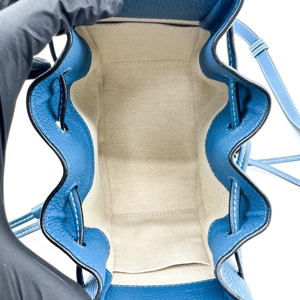 Loewe Hammock Leather, Blue, Leather, Handbag