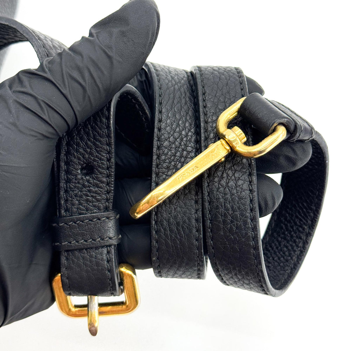 Prada Vitello Daino Leather, Black, Leather, Shoulder Bag