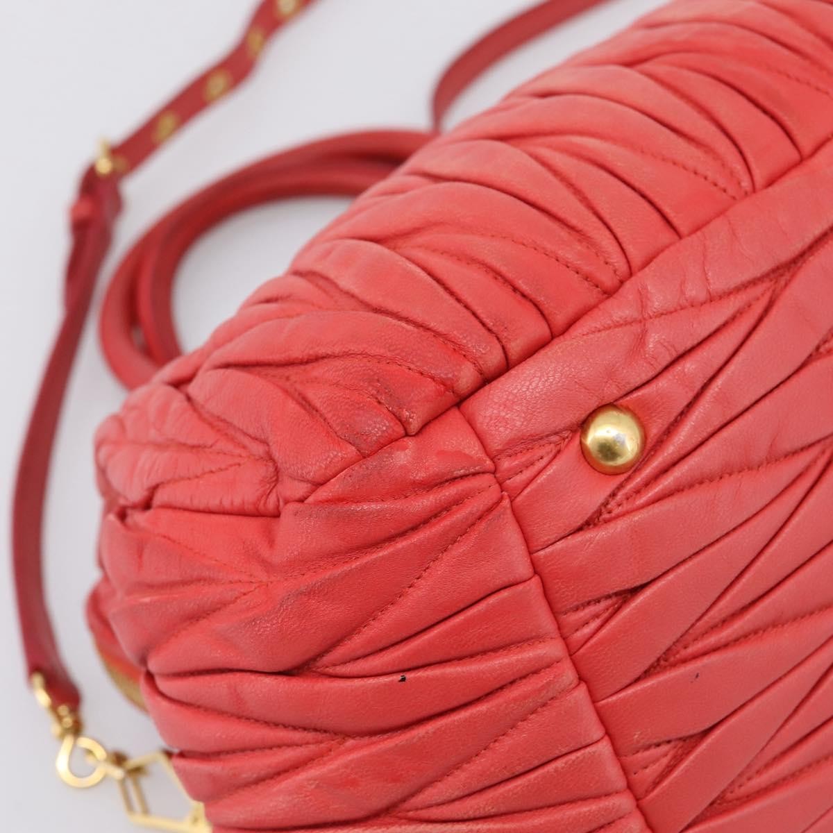 Miu Miu Madras Bowler Matelasse Leather, Red, Leather, Handbag