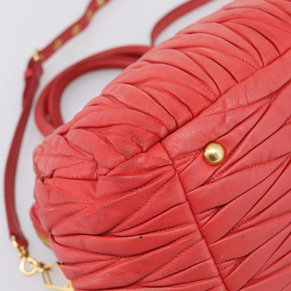 Miu Miu Madras Bowler Matelasse Leather, Red, Leather, Handbag