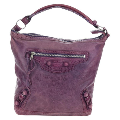 Balenciaga Covered Giant Brogues Day Hobo Leather, Purple, Leather, Shoulder Bag