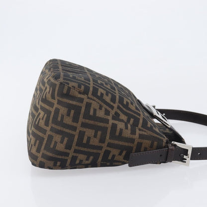Fendi Round Flap Baguette Zucca Canvas, Black, Canvas, Shoulder Bag