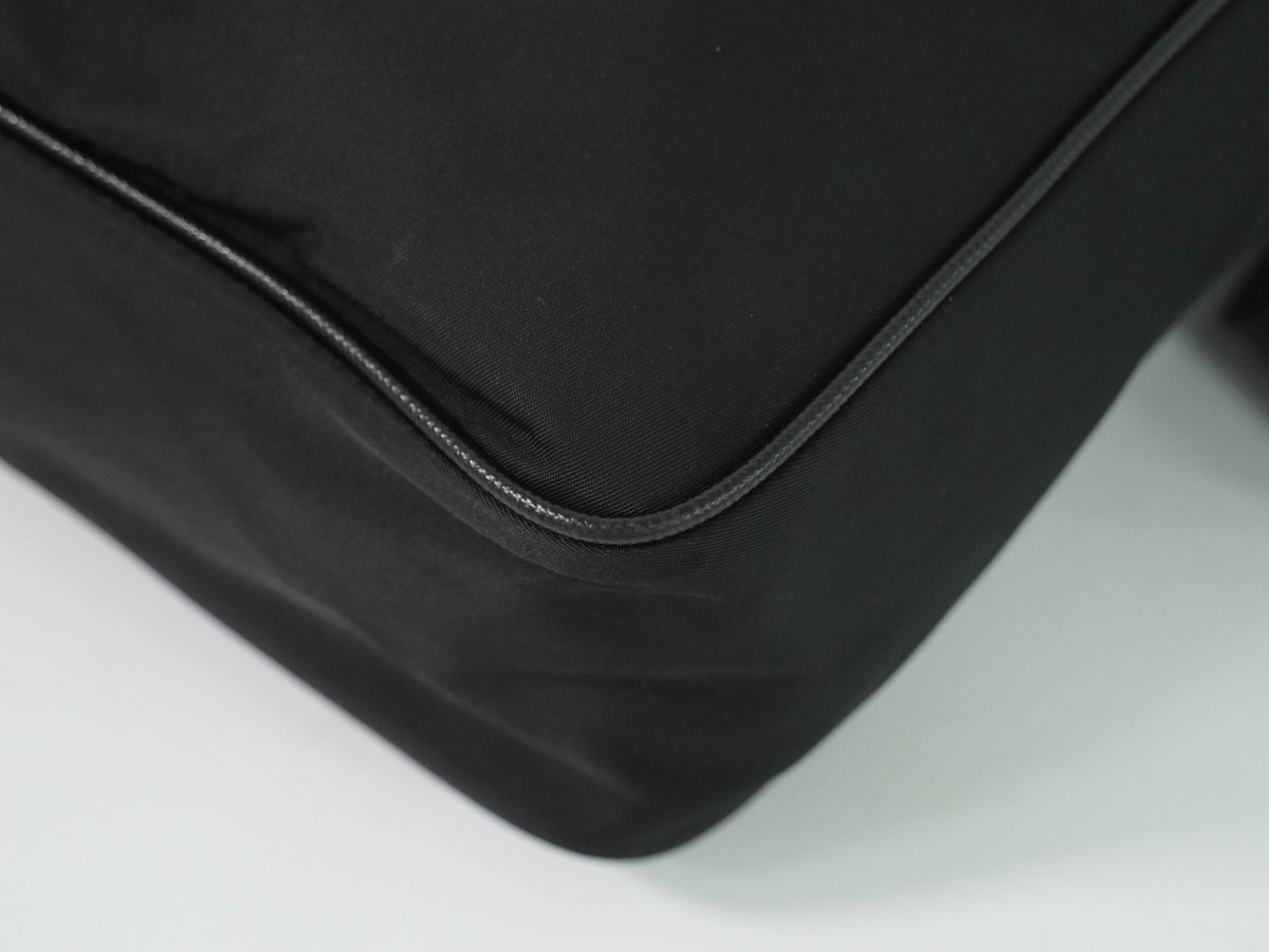 Prada Front Zip Messenger Quilted Tessuto, Black, Nylon, Shoulder Bag