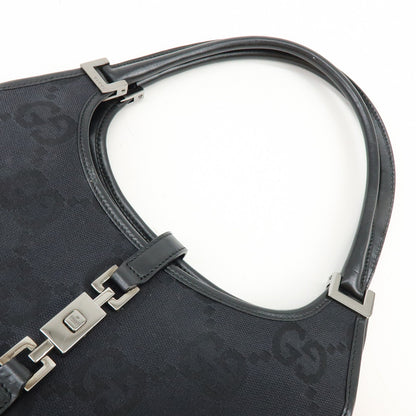 Gucci Piston Jackie O Hobo Leather, Black, Canvas, Handbag