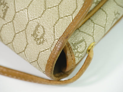 Christian Dior Vintage Honeycomb Canvas, Beige, Canvas, Shoulder Bag