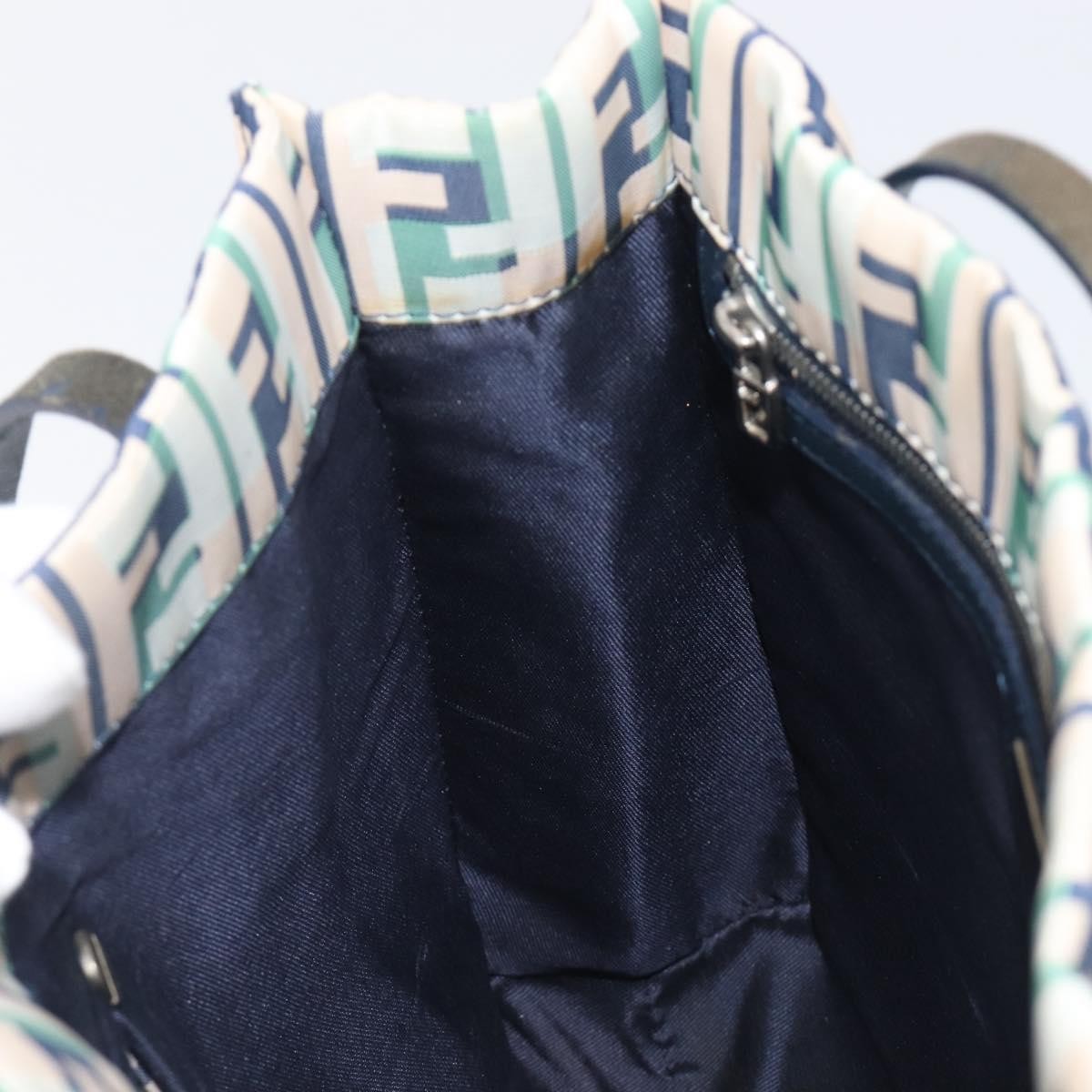 Fendi Logo Zucca Nylon, Green, Nylon, Tote Bag