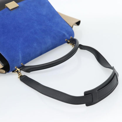 Celine Trapeze Leather with Suede, Blue, Leather, Handbag