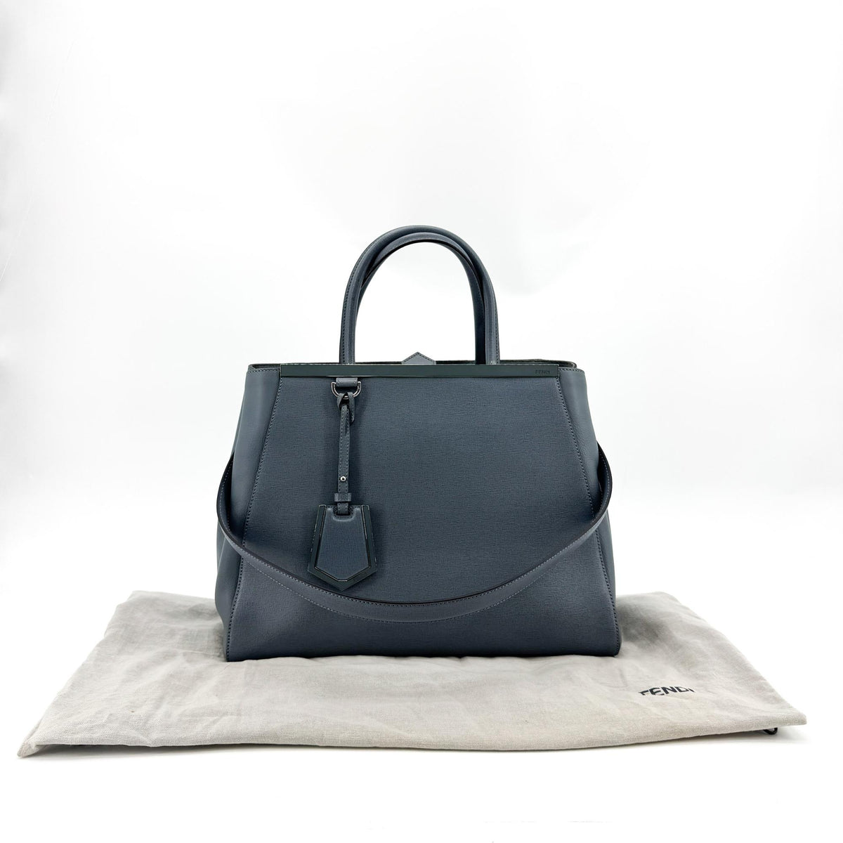 Fendi 2Jours Leather, Blue, Leather, Handbag