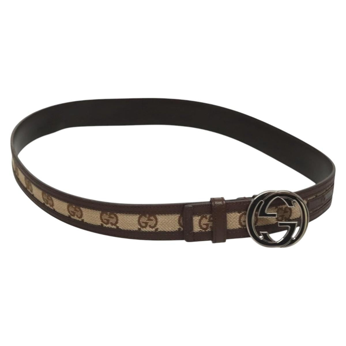 Gucci Interlocking G Belt GG Canvas, Beige, Canvas, Belt