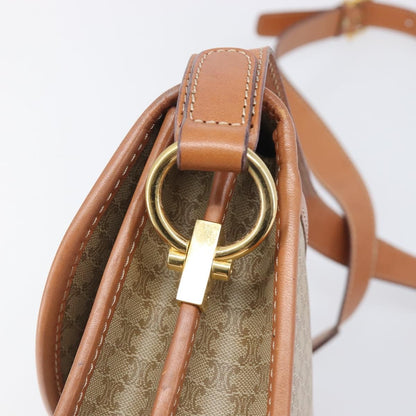 Celine Macadam Shoulder Canvas, Beige, Canvas, Crossbody Bag