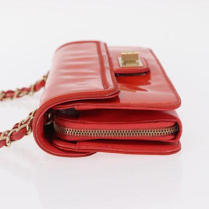 Chanel Chain Flap Shoulder Bag Leather, ORANGE, PATENT_LEATHER, Shoulder bag