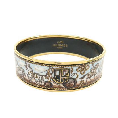 Hermes Caleche Bangle Enamel, Gold, Gold Plated, Bracelet
