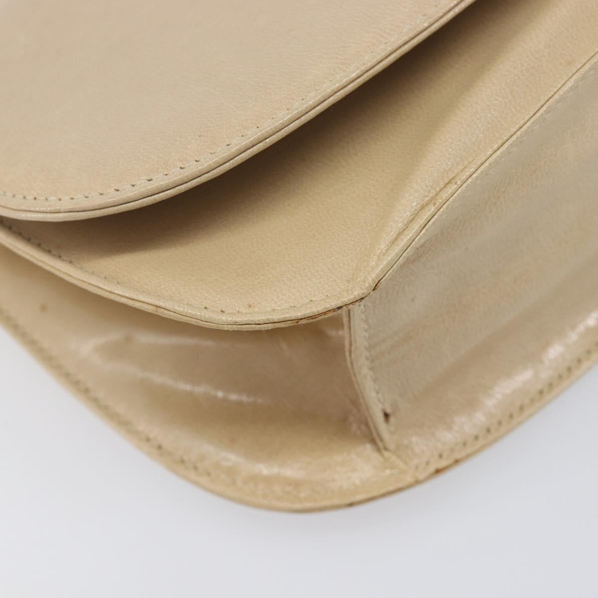 Prada Resin Chain Ruffle Flap Leather, Beige, Leather, Handbag