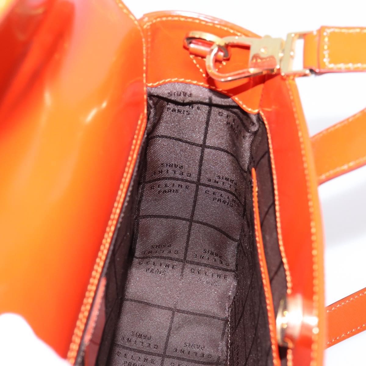 Celine Top Handle Leather, Orange, Leather, Handbag