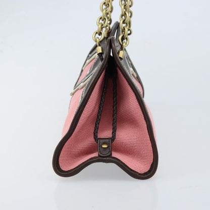 Bottega Veneta Chain Handle Canvas, Pink, Leather, Handbag