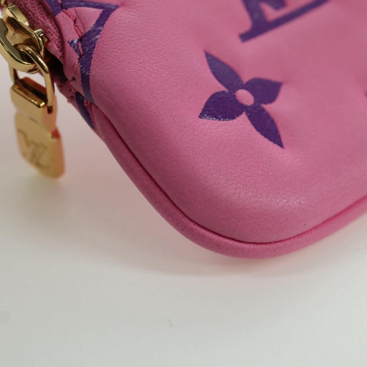 Louis Vuitton Lanyard Multipochette Coin Case Monogram Empreinte, Pink, Canvas, Wallet