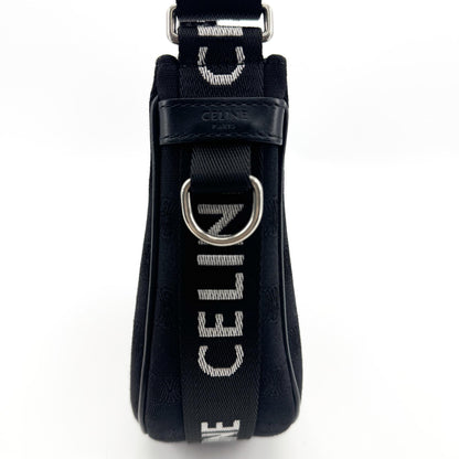 Celine Ava Triomphe Coated Canvas, Black, Textile, Handbag