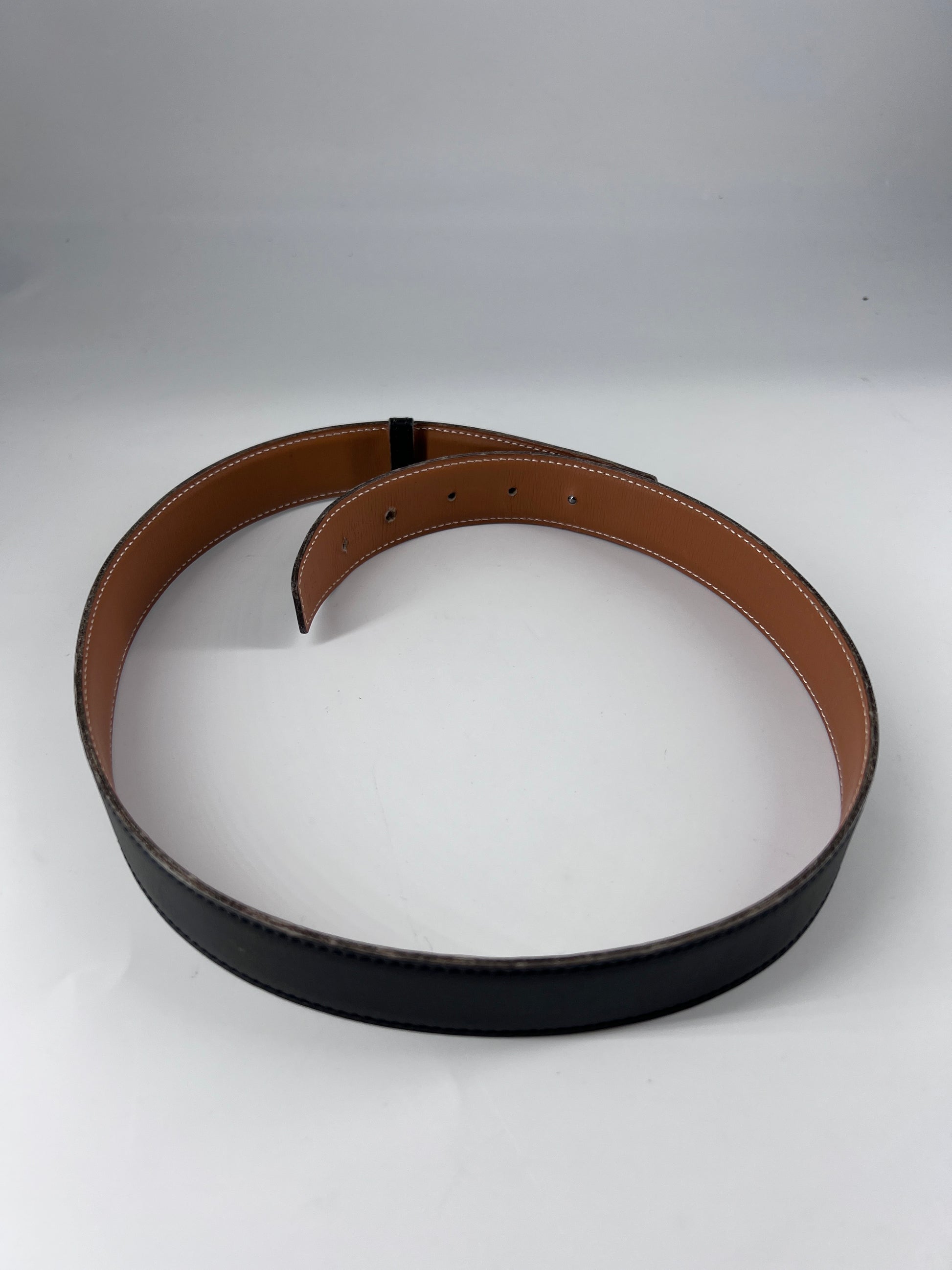Hermes Lucky H Belt Leather, Black, Leather, Belt