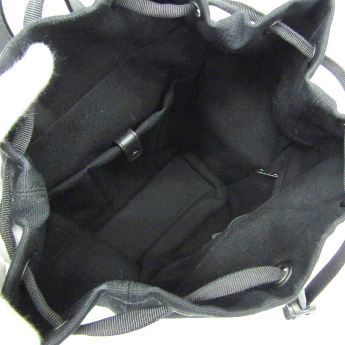 Bottega Veneta Drawstring Printed Canvas with Intrecciato Leather, Black, Canvas, Backpack