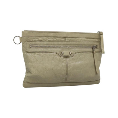 Balenciaga Classic City Clip Leather, Beige, Leather, Clutch