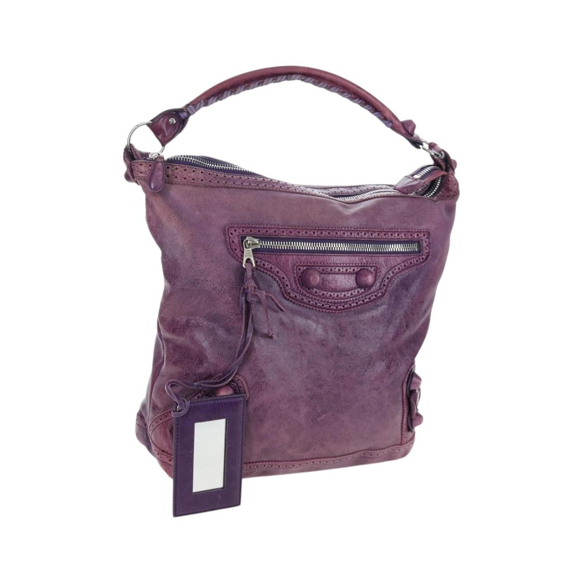 Balenciaga Covered Giant Brogues Day Hobo Leather, Purple, Leather, Shoulder Bag